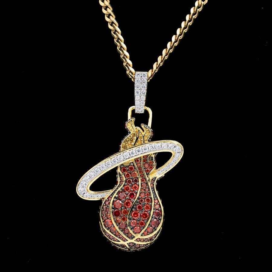 GLD Men Miami Heat Official NBA Logo Pendant