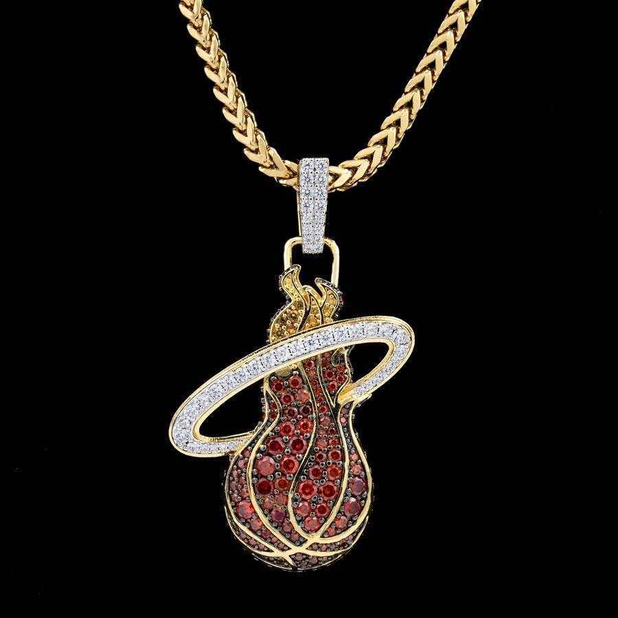 GLD Men Miami Heat Official NBA Logo Pendant