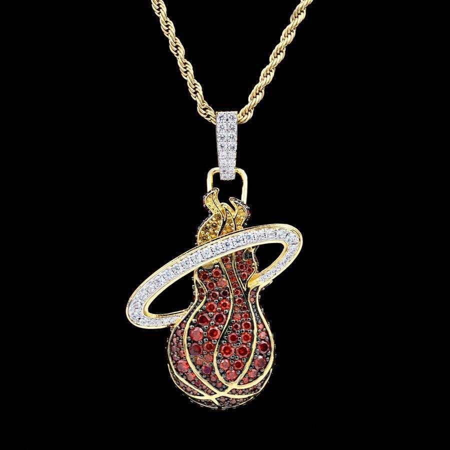 GLD Men Miami Heat Official NBA Logo Pendant