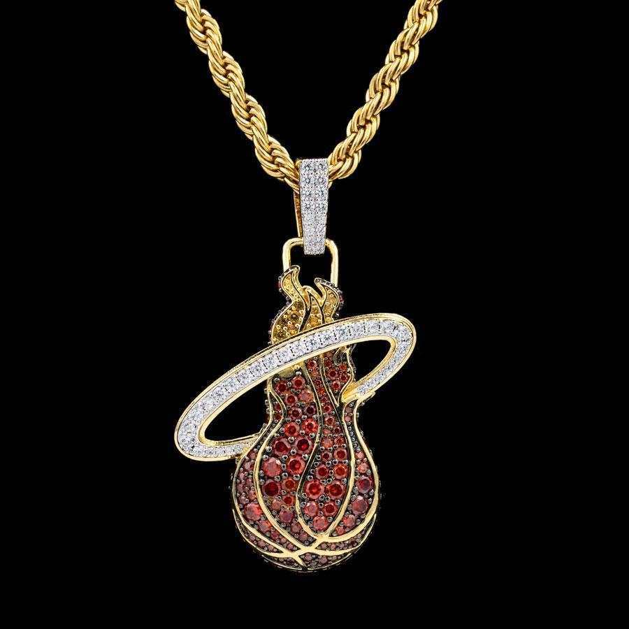 GLD Men Miami Heat Official NBA Logo Pendant