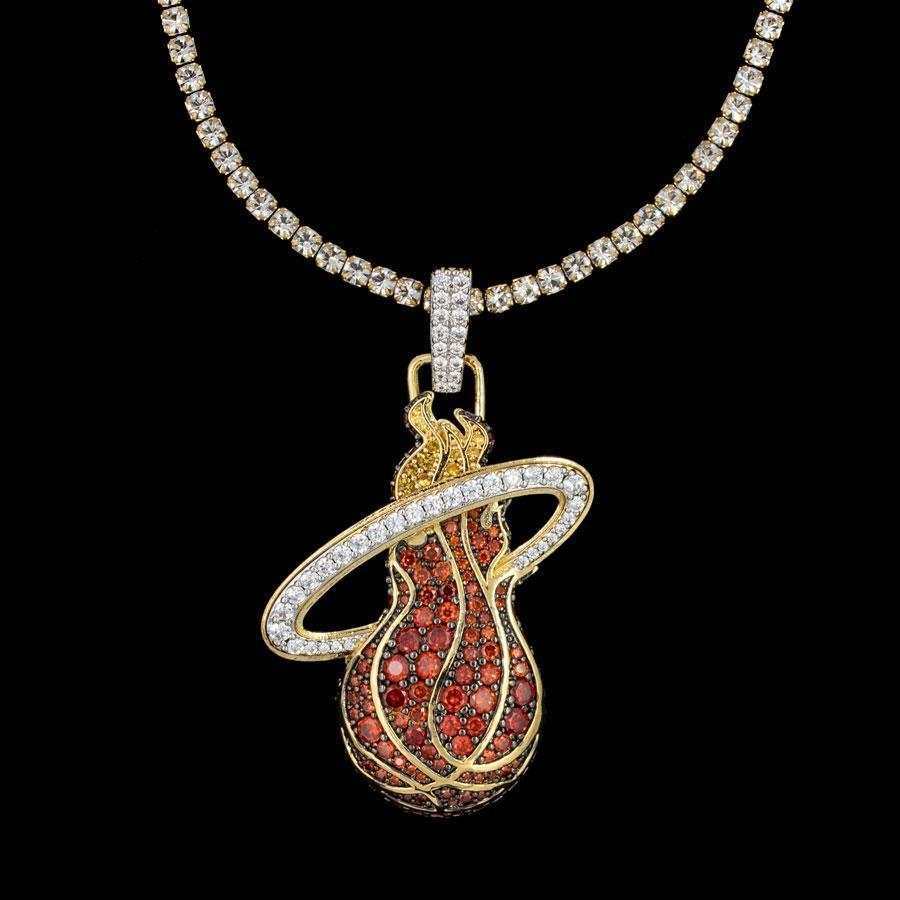 GLD Men Miami Heat Official NBA Logo Pendant