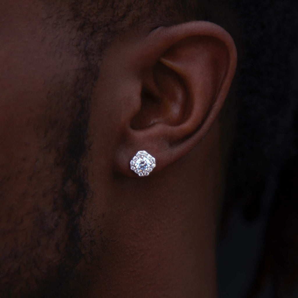 GLD Men GLD Micro Clustered Diamond Earrings White Gold