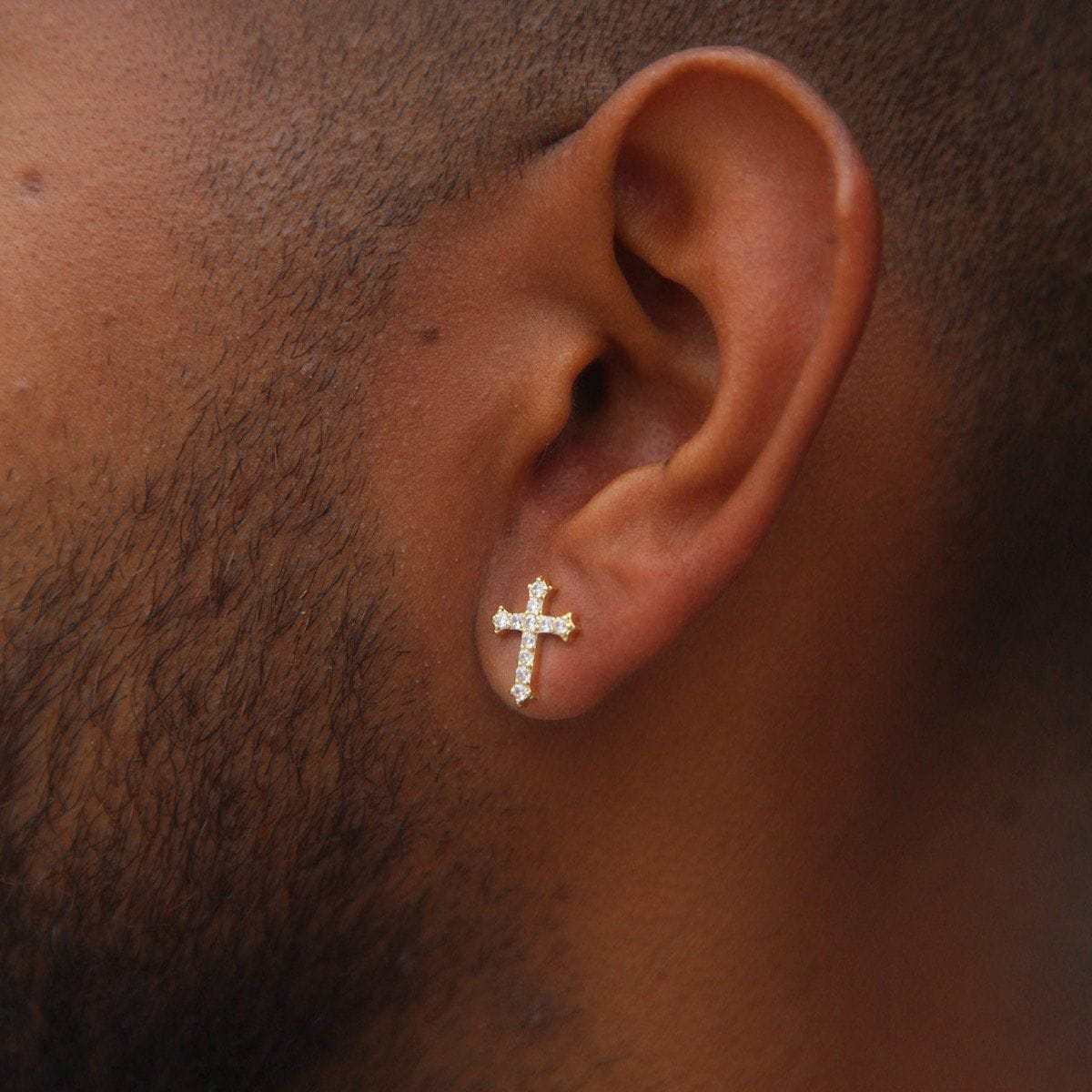 GLD Men Micro Cross Stud Earrings