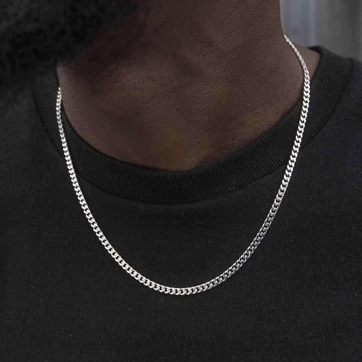 GLD Men Micro Cuban Chain in White Gold- 3mm