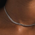 GLD Women 3MM Micro Cuban in White Gold