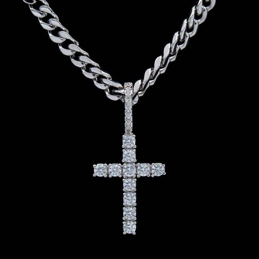 GLD Women Micro Diamond Cross in White Gold