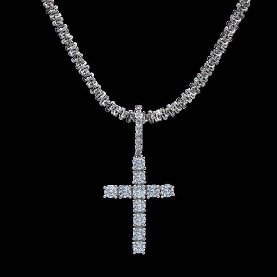 GLD Women Micro Diamond Cross in White Gold