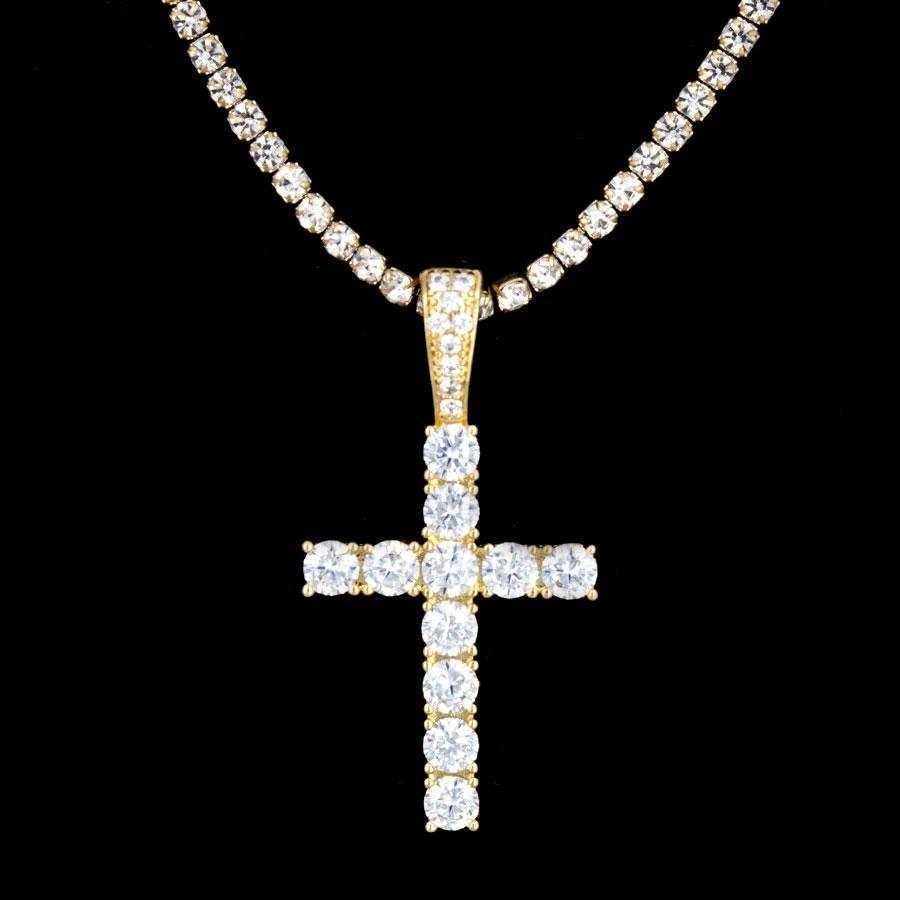 GLD Women Micro Diamond Cross in Yellow Gold