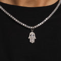 GLD Men Micro Iced Hamsa Pendant in White Gold