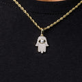 GLD PROMO SETS Micro Iced Hamsa Pendant in Yellow Gold