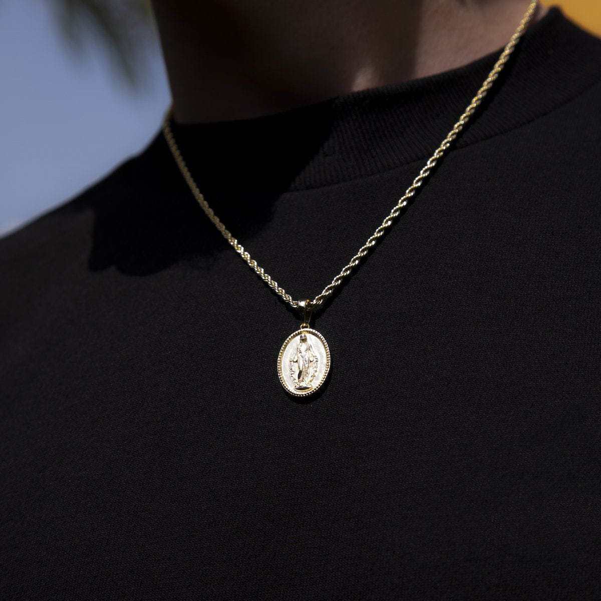 GLD Men Micro Lady of Guadalupe Pendant