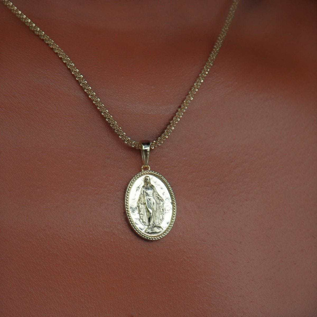 GLD Women Solid Gold Micro Lady of Guadalupe Pendant
