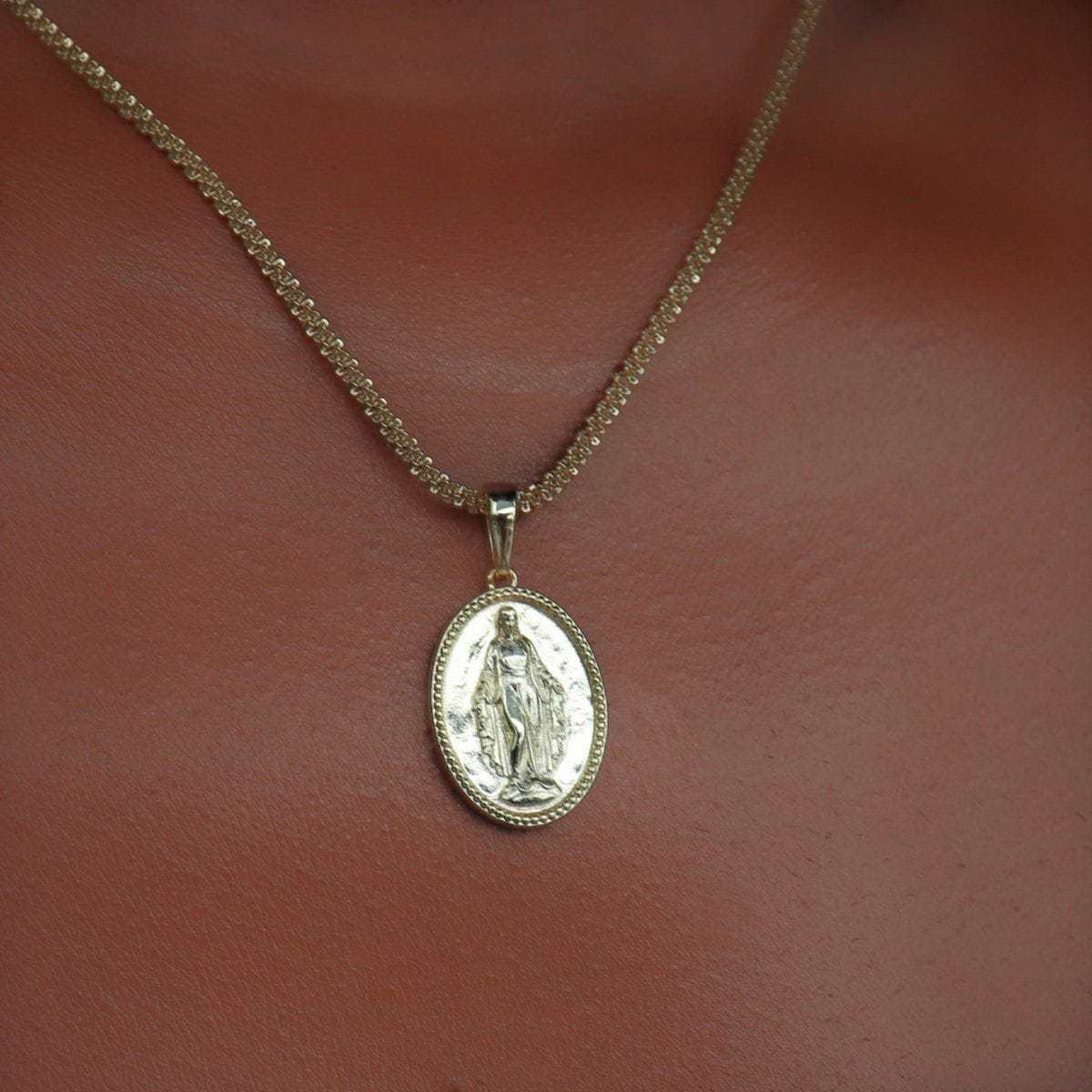 GLD Women Solid Gold Micro Lady of Guadalupe Pendant