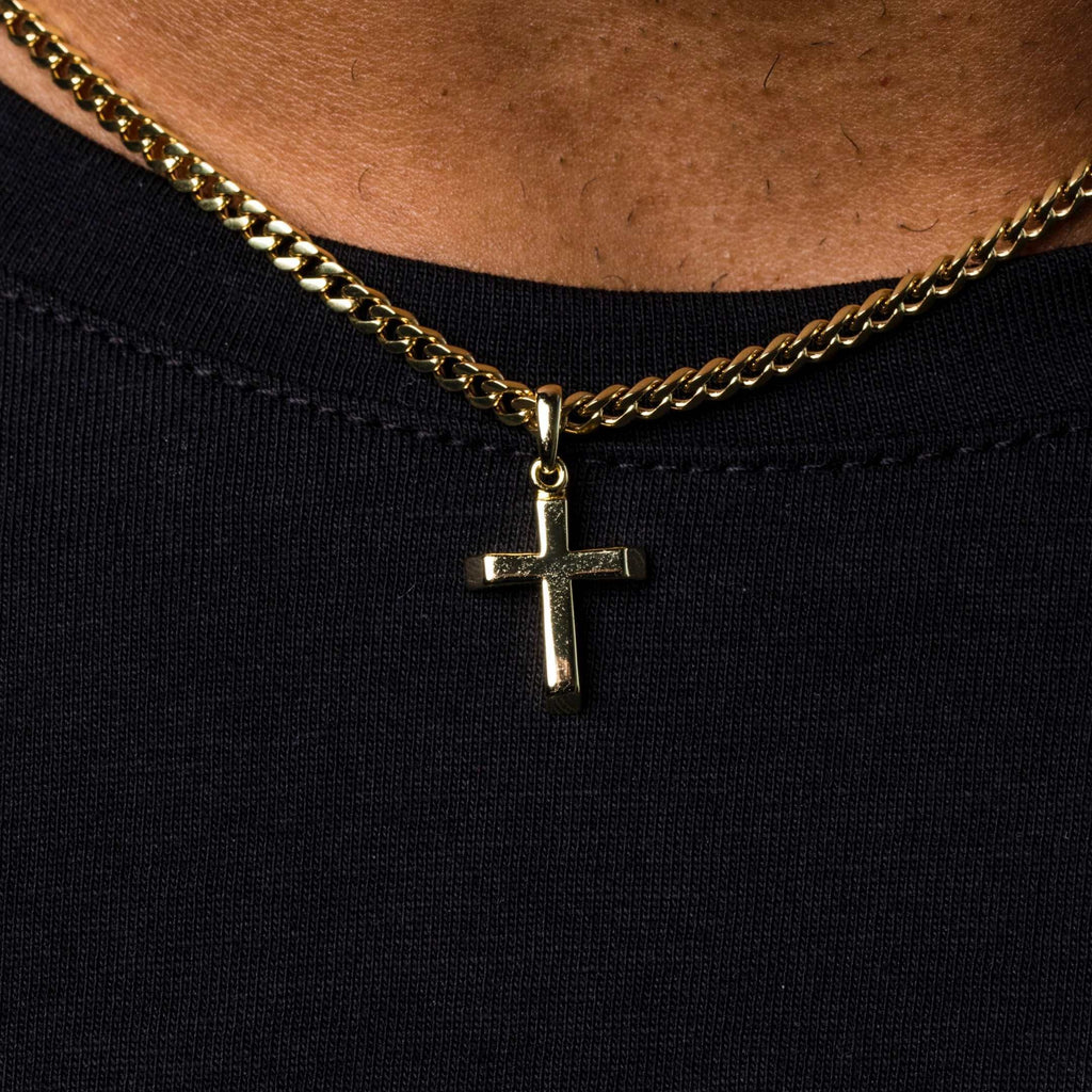 GLD Men 18k Vermeil Micro Simple Cross Pendant in Yellow Gold