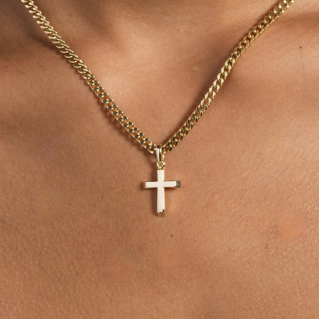 GLD Women Micro Simple Cross Pendant in Yellow Gold