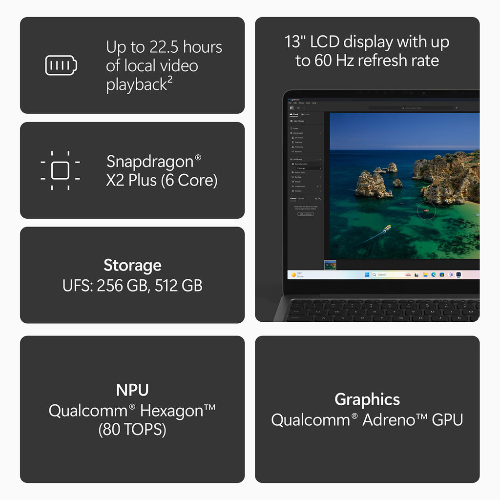 Microsoft Surface Laptop 13-inch Snapdragon X2 Plus (6 core) 16GB RAM 256GB SSD Windows 11 (2nd Edition)  - image 7