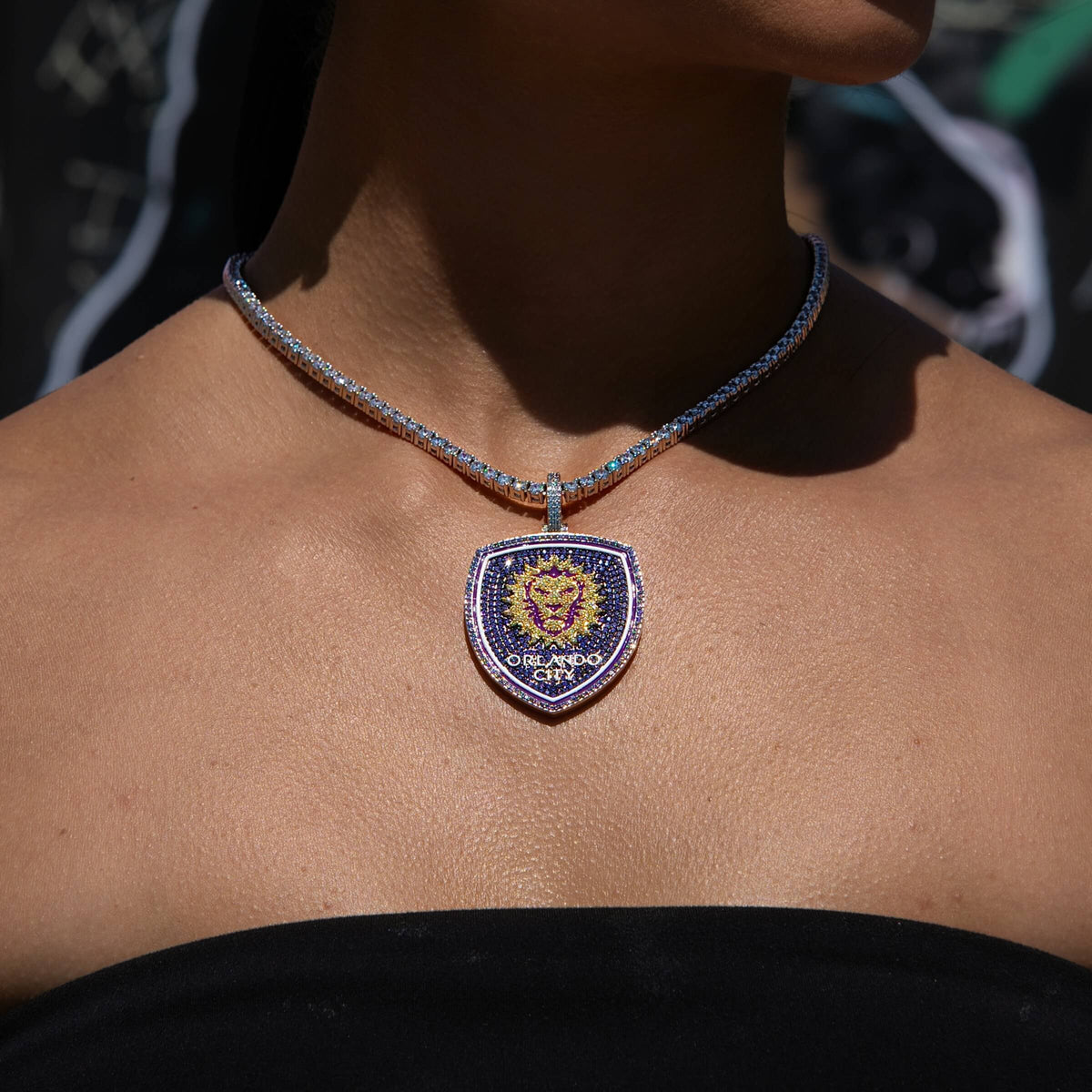 GLD Women Orlando City Soccer Club Official MLS Primary Logo Pendant in White Gold