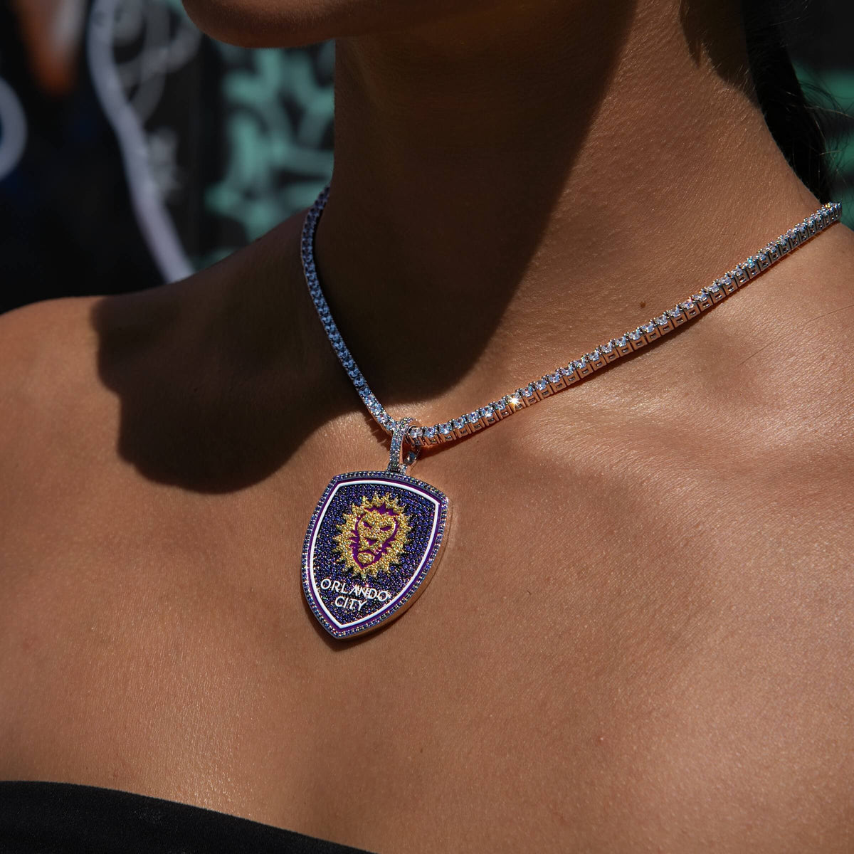 GLD Women Orlando City Soccer Club Official MLS Primary Logo Pendant in White Gold