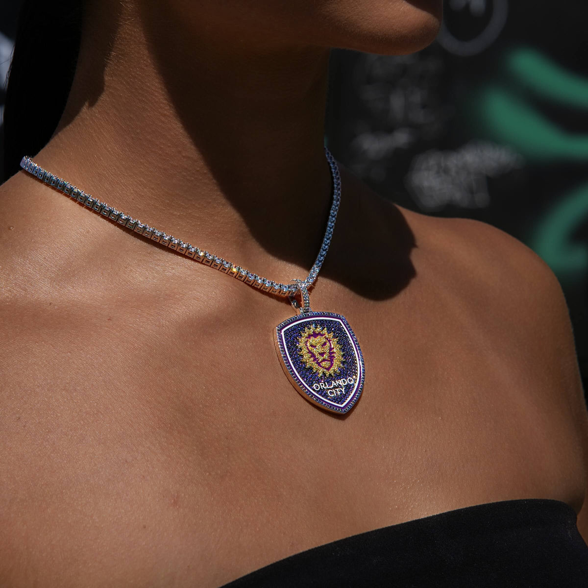 GLD Women Orlando City Soccer Club Official MLS Primary Logo Pendant in White Gold
