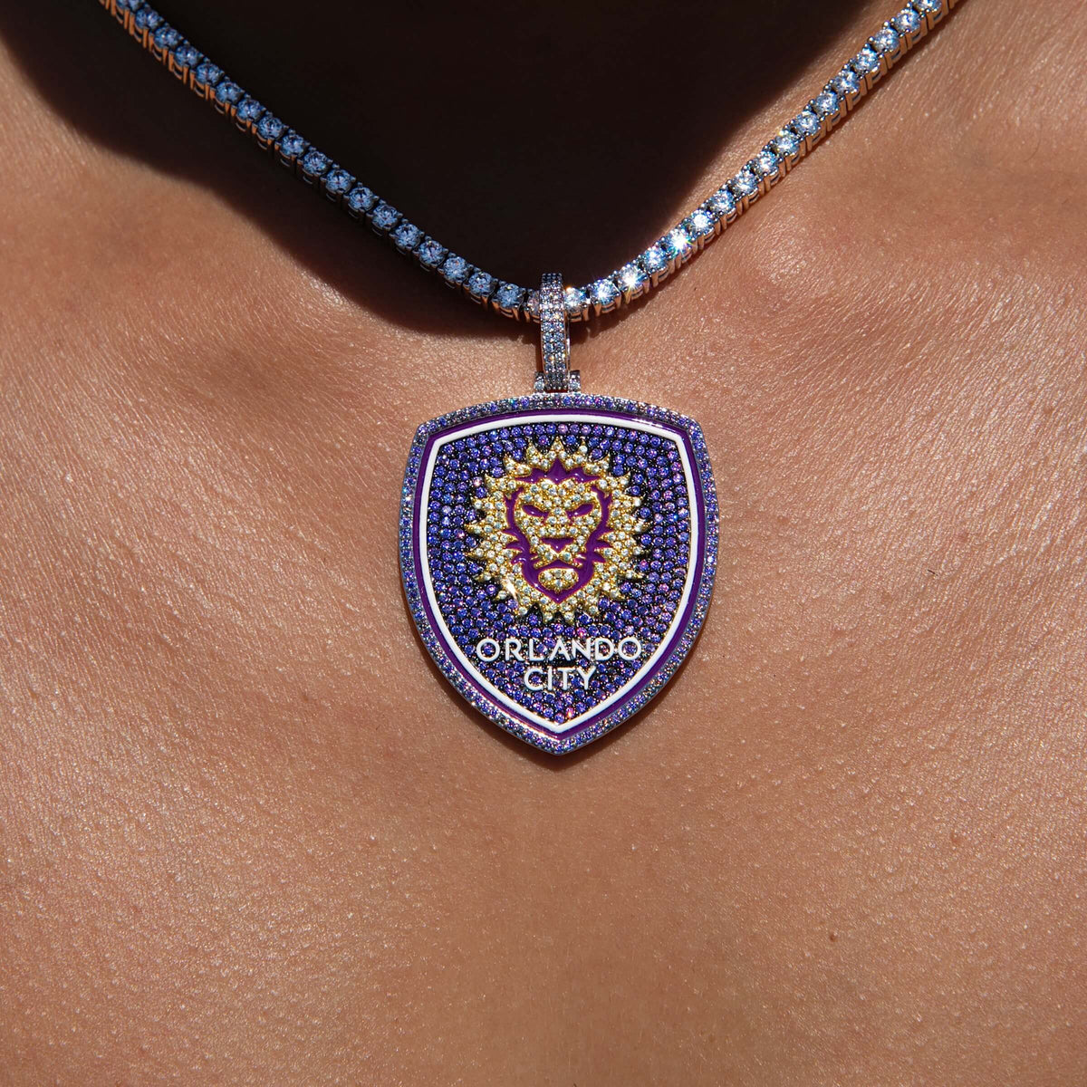 GLD Women Orlando City Soccer Club Official MLS Primary Logo Pendant in White Gold