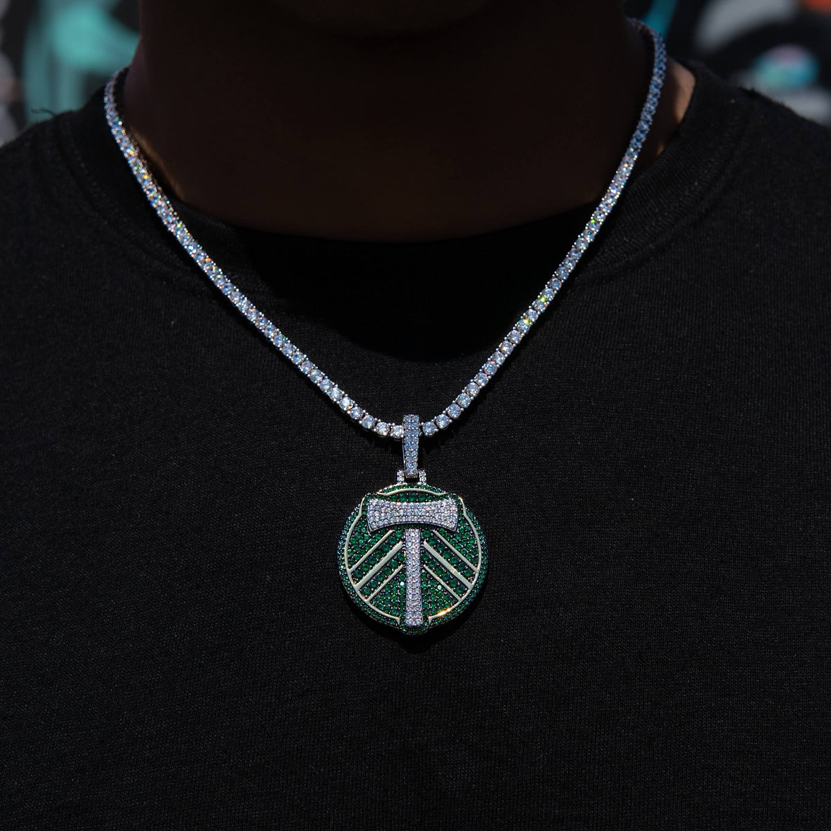GLD Men Portland Timbers Official MLS Logo Pendant in White Gold