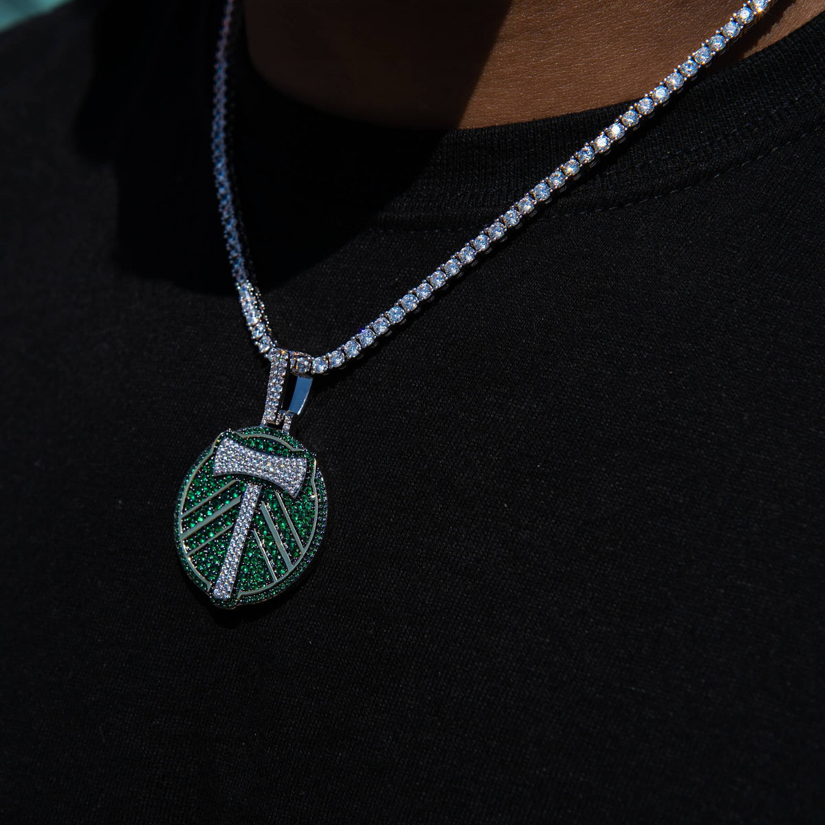 GLD Men Portland Timbers Official MLS Logo Pendant in White Gold