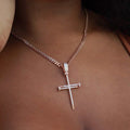 GLD PROMO - WOMEN Iced Nail Cross in Rose Gold