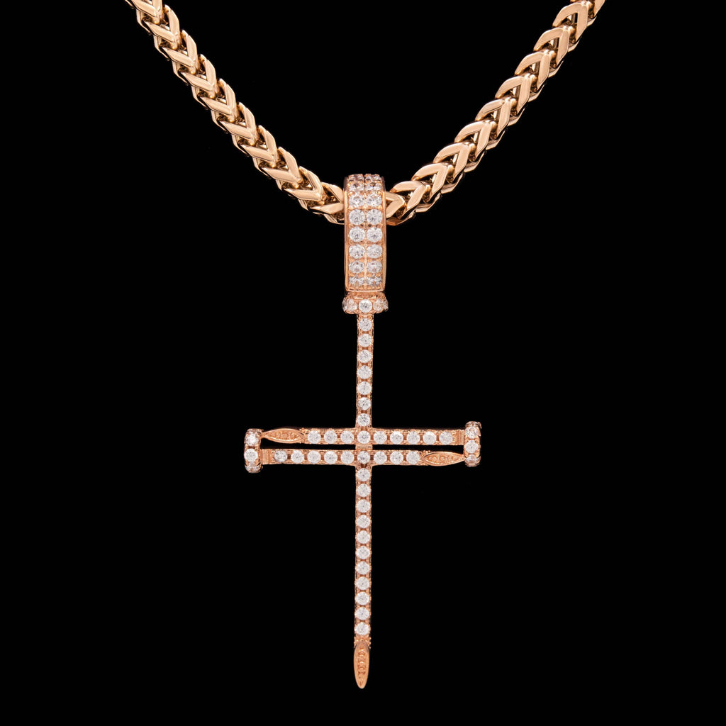GLD PROMO - WOMEN Iced Nail Cross in Rose Gold