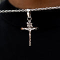 GLD Men Crucifix Cross Pendant in White Gold