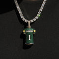 GLD Men Green Bay Packers Official NFLPA Micah Parsons Green Jersey #1 Pendant in White Gold