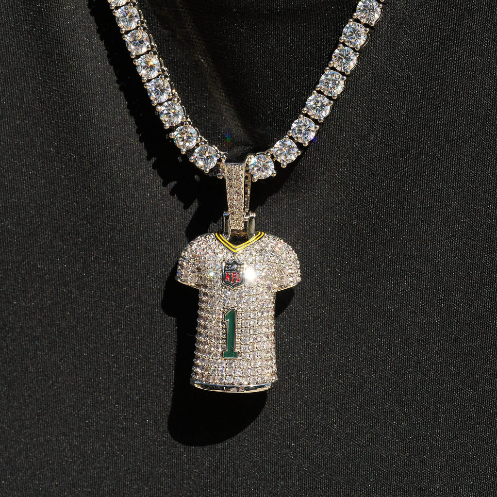 GLD Women Green Bay Packers Micah Parsons Official NFL White Jersey #1 Pendant in White Gold