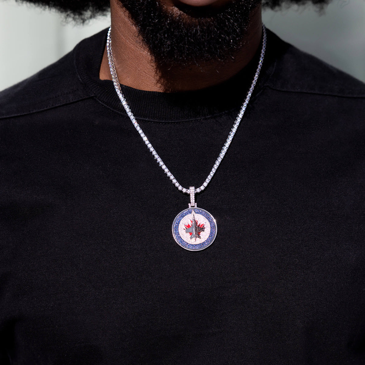 GLD Men Winnipeg Jets Official NHL Logo Pendant in White Gold