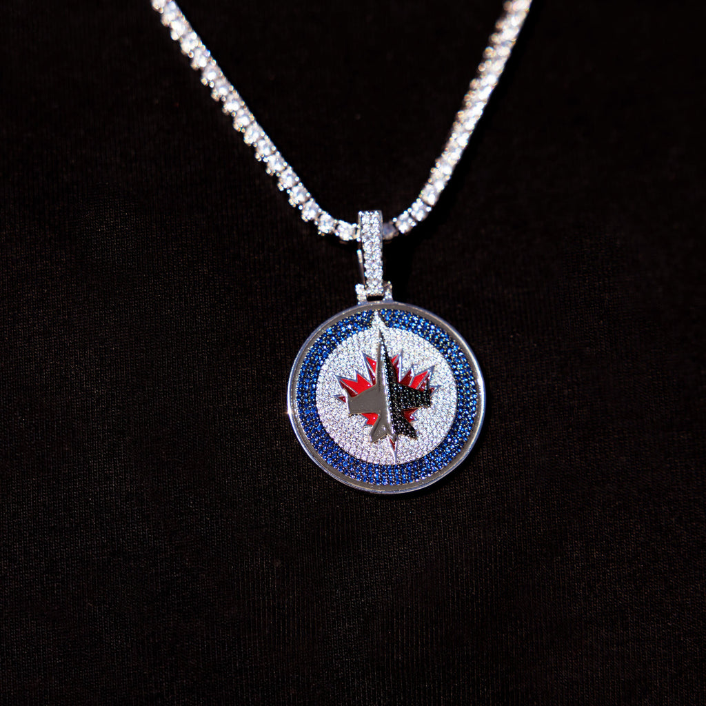GLD Men Winnipeg Jets Official NHL Logo Pendant in White Gold