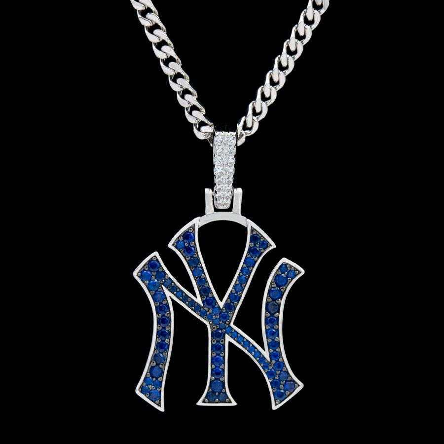 GLD PROMO New York Yankees Official MLB Logo Pendant in White Gold