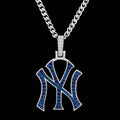 GLD PROMO New York Yankees Official MLB Logo Pendant in White Gold