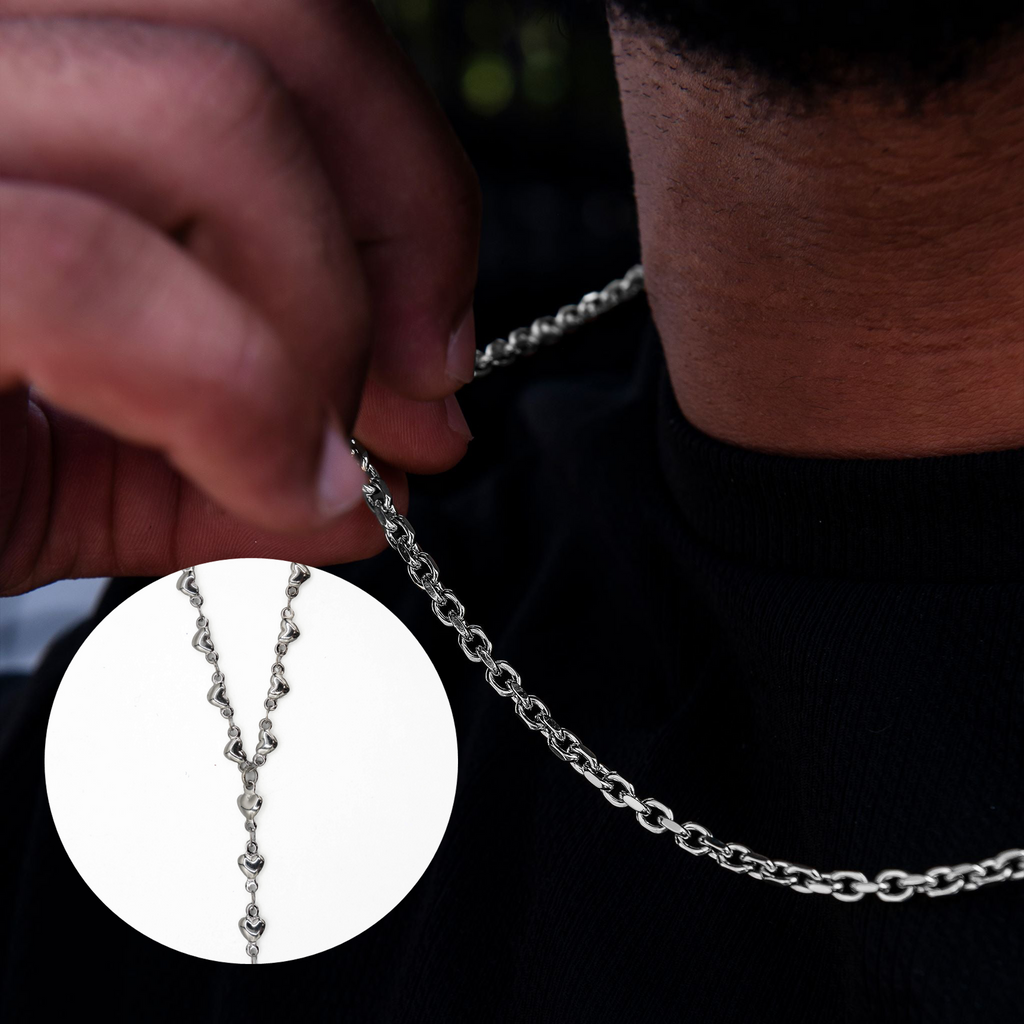 GLD PROMO Box Chain + Simple Heart Lariat Necklace