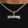GLD PROMO Packwoods Iced Logo Pendant in White Gold