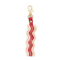 Pancetta | Keychain shaped like a strip of bacon with a swivel lobster clasp on a white background