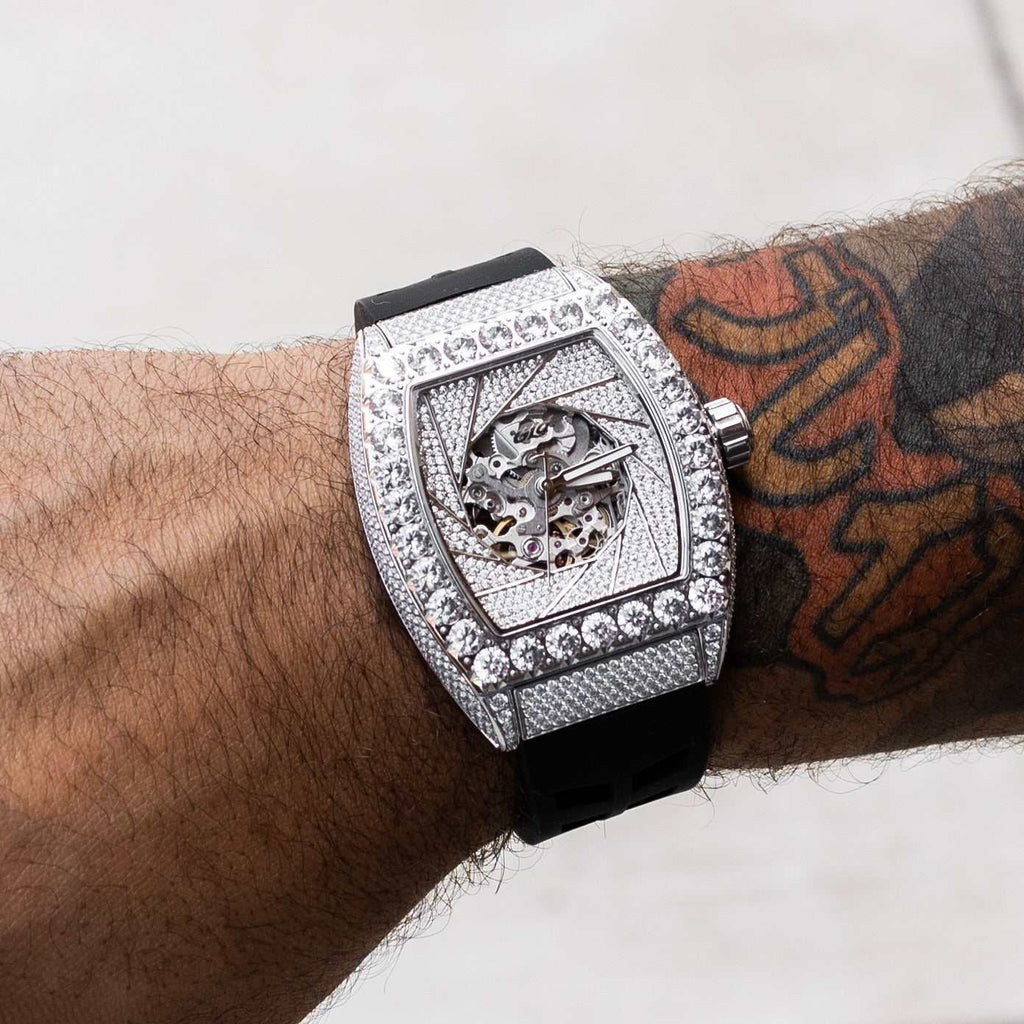 GLD PROMO 40MM Perennial Era® Auto Watch- Fully Iced w/ Rubber Strap