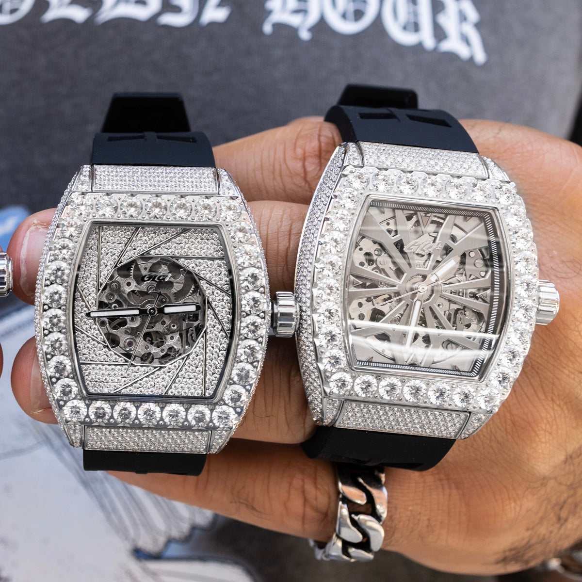 GLD PROMO 40MM Perennial Era® Auto Watch- Fully Iced w/ Rubber Strap