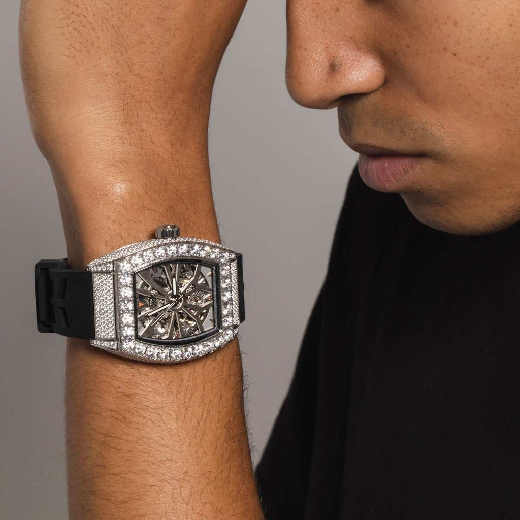 GLD PROMO 40MM Perennial Era® Skeleton Watch- Fully Iced w/ Rubber Strap