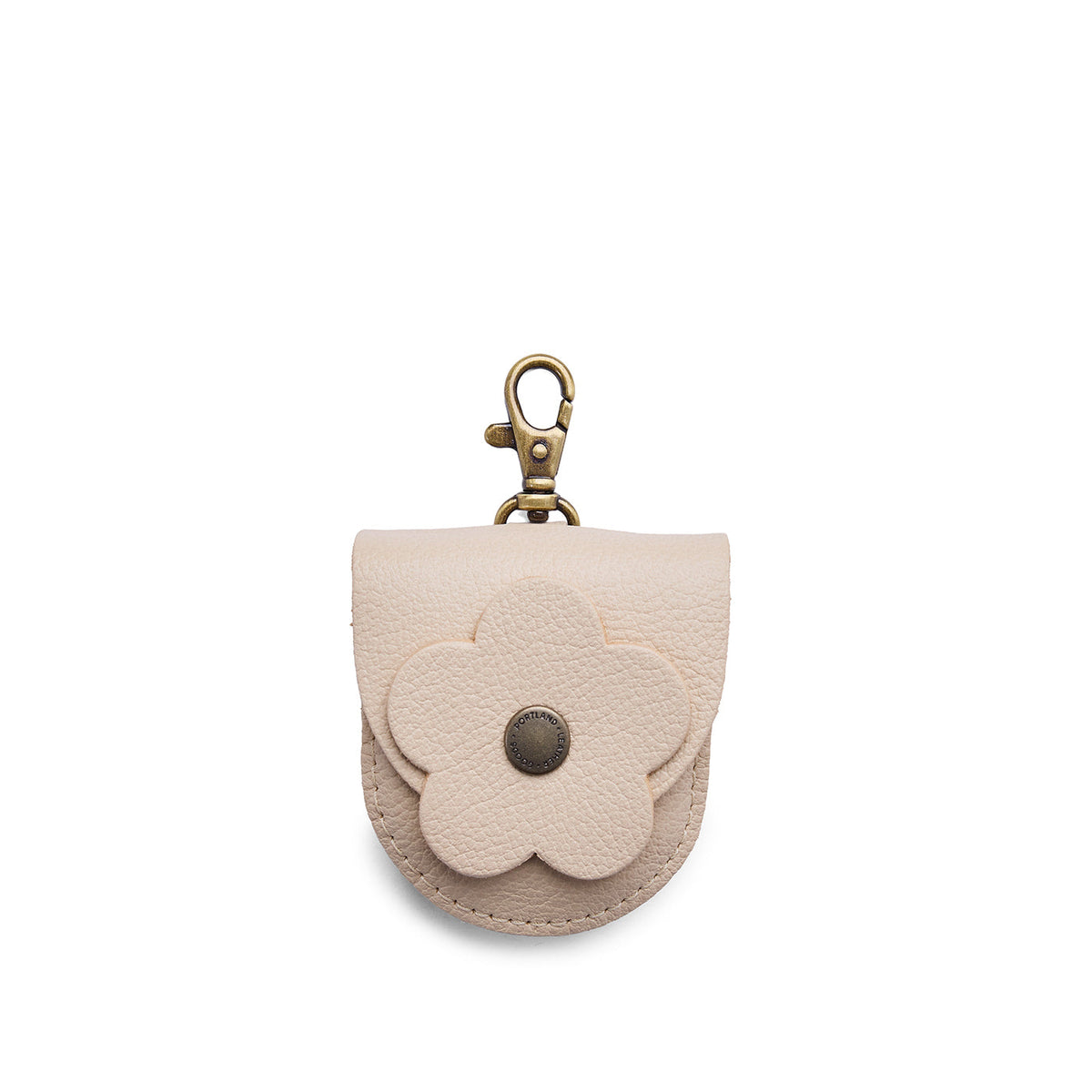 Pebbled Bone | U shaped pouch with layered leather flower cutout