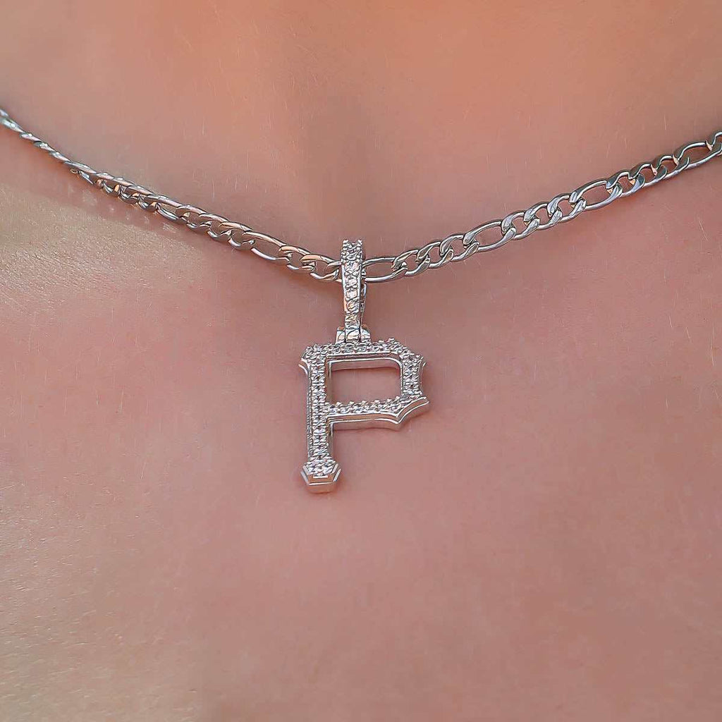 GLD Women Pittsburgh Pirates Official MLB Micro Logo Pendant in White Gold