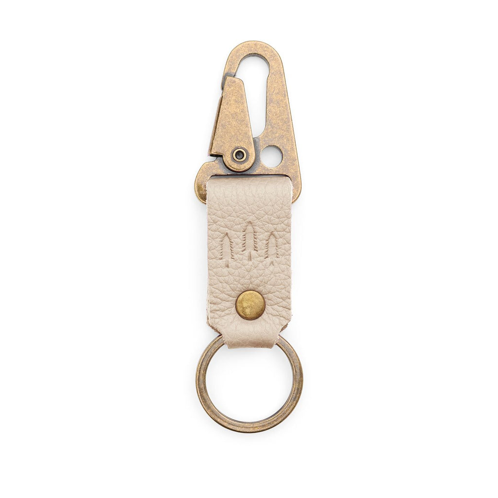 Pebbled Bone*Short | Leather logo branded keychain 