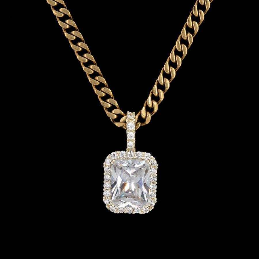 GLD Women Micro Diamond Stone Pendant in Yellow Gold