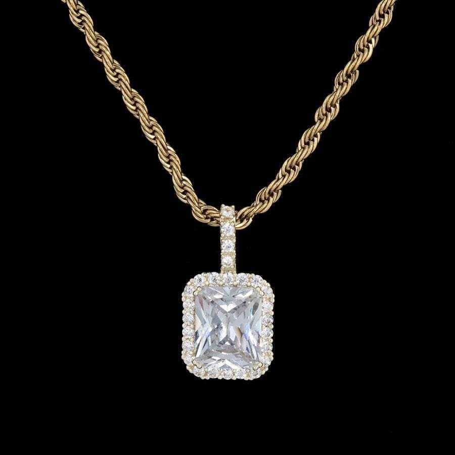 GLD Women Micro Diamond Stone Pendant in Yellow Gold