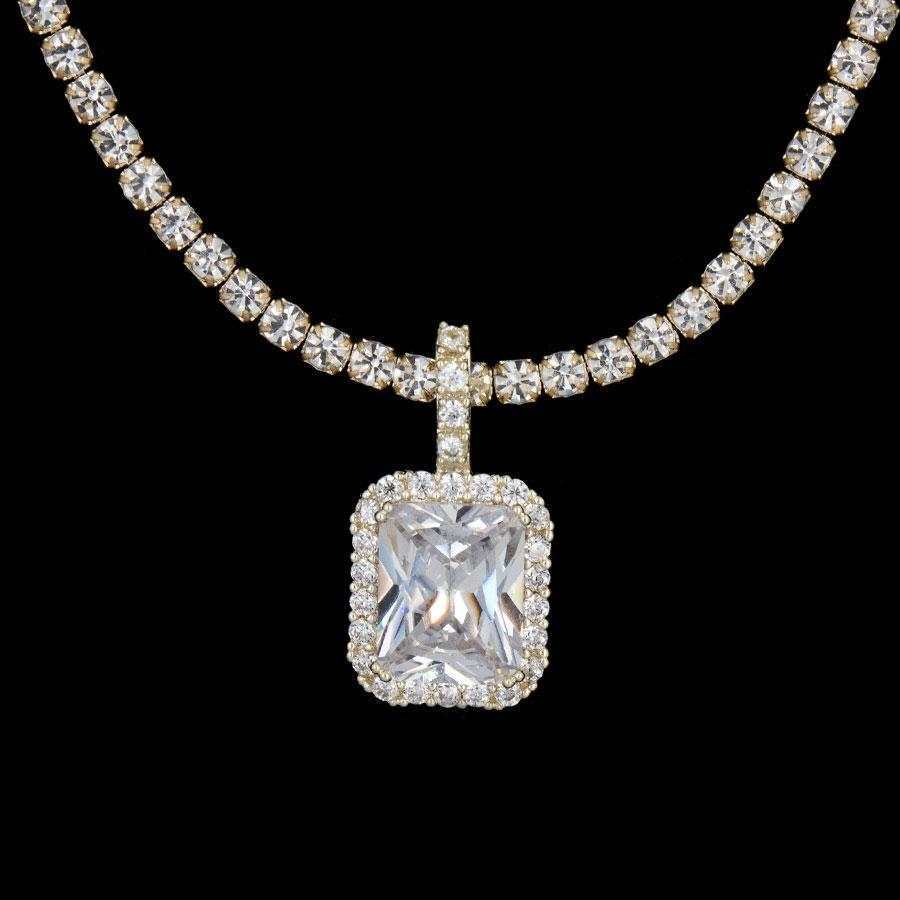 GLD Women Micro Diamond Stone Pendant in Yellow Gold