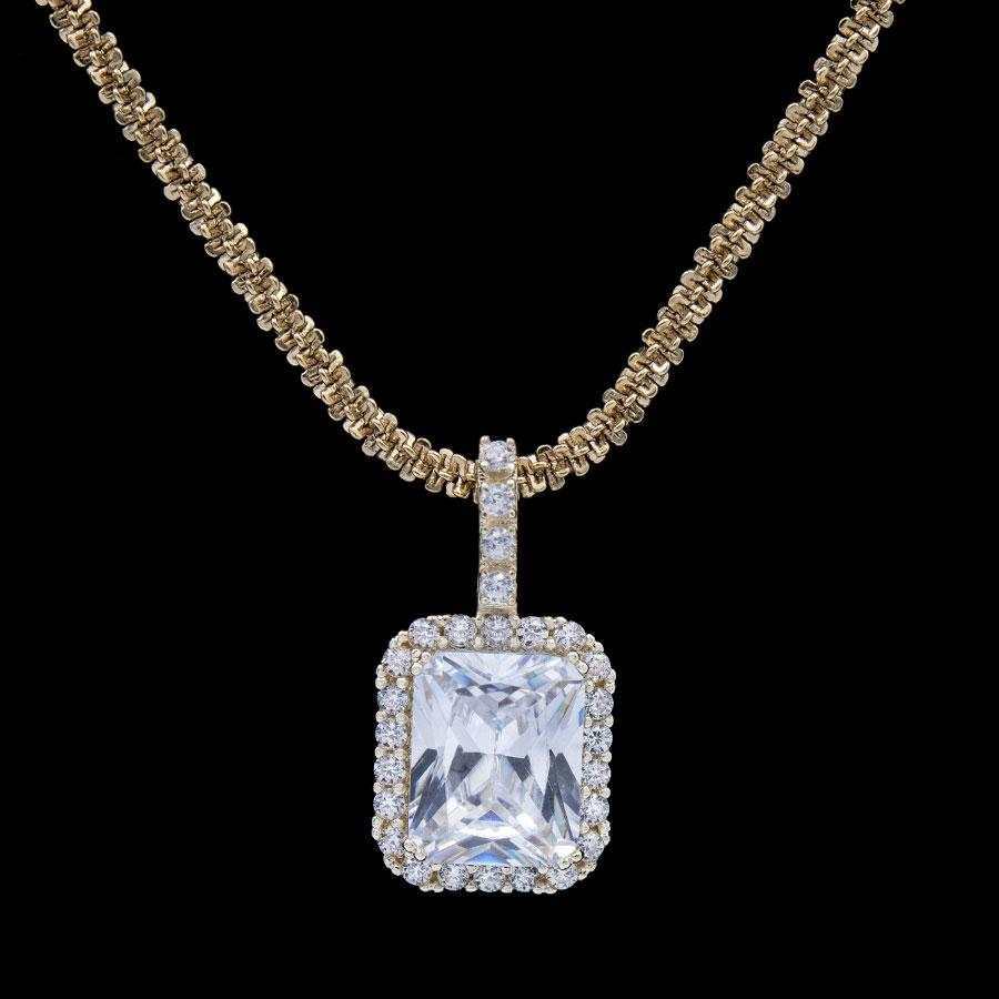 GLD Women Micro Diamond Stone Pendant in Yellow Gold