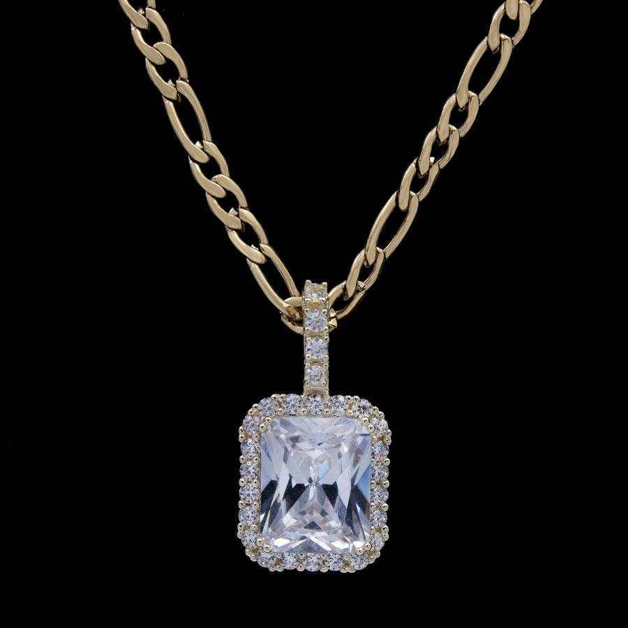 GLD Women Micro Diamond Stone Pendant in Yellow Gold