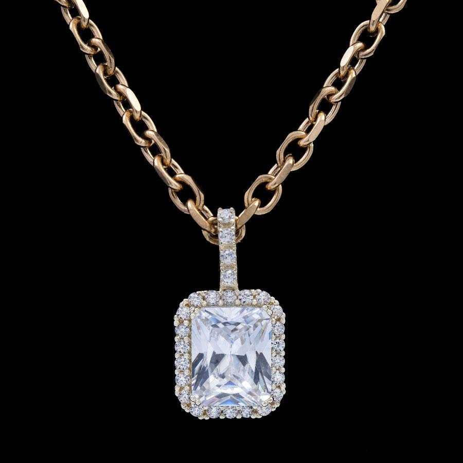 GLD Women Micro Diamond Stone Pendant in Yellow Gold
